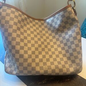 Checkered Beige and Brown Designer Tote Bag